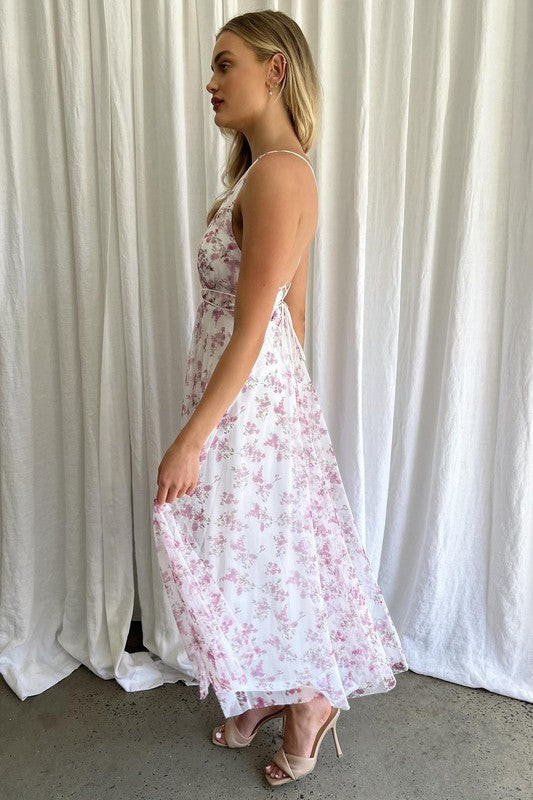 Monet Floral Tulle Maxi Dress