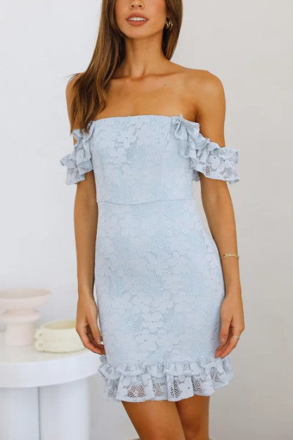 Ruffle Lace Mini Dress