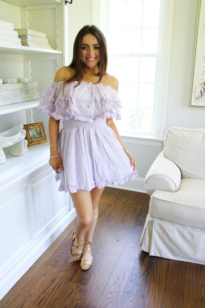 Lavender Smocked Ruffle Mini Dress