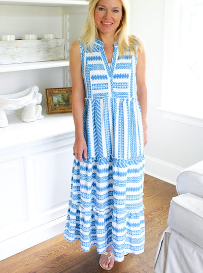 Ocean Blue Frill Midi Dress