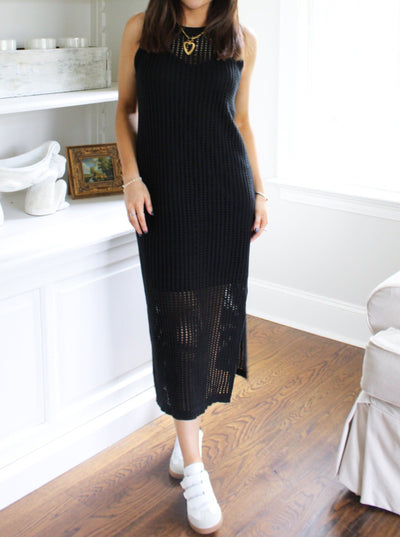Arianna Black Knit Midi Dress
