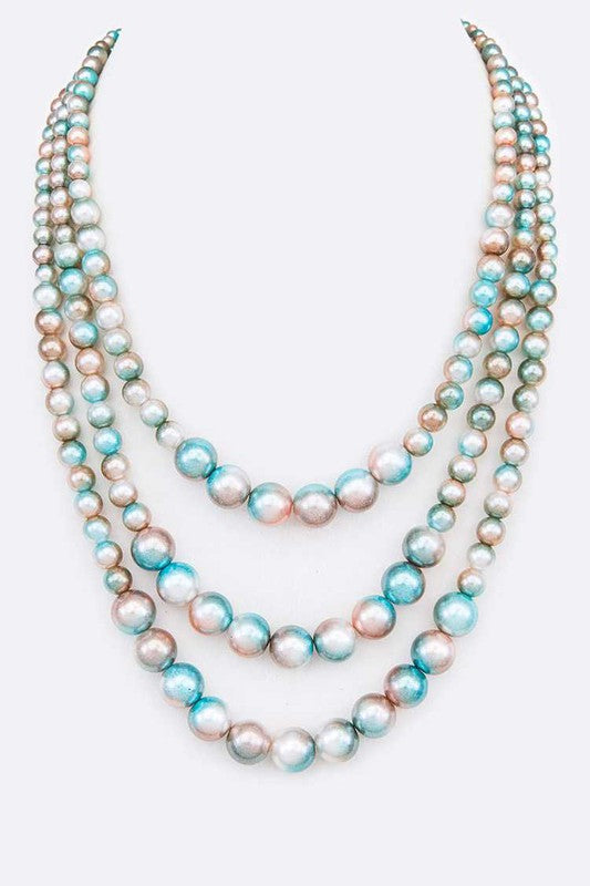 Mix Color Layered Pearl Necklace