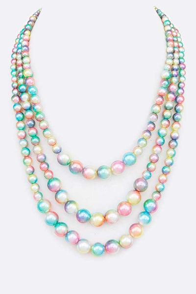 Mix Color Layered Pearl Necklace