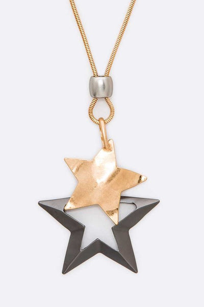 Mix Tone Star Pednant Necklace