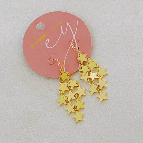 Nine Stars Lined Chandelier Earrings