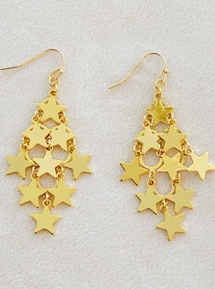 Nine Stars Lined Chandelier Earrings