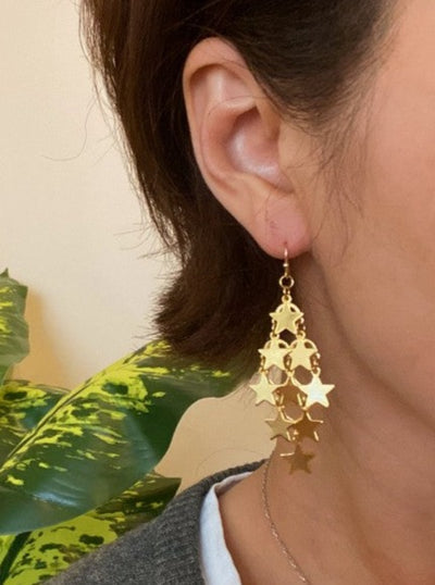 Nine Stars Lined Chandelier Earrings