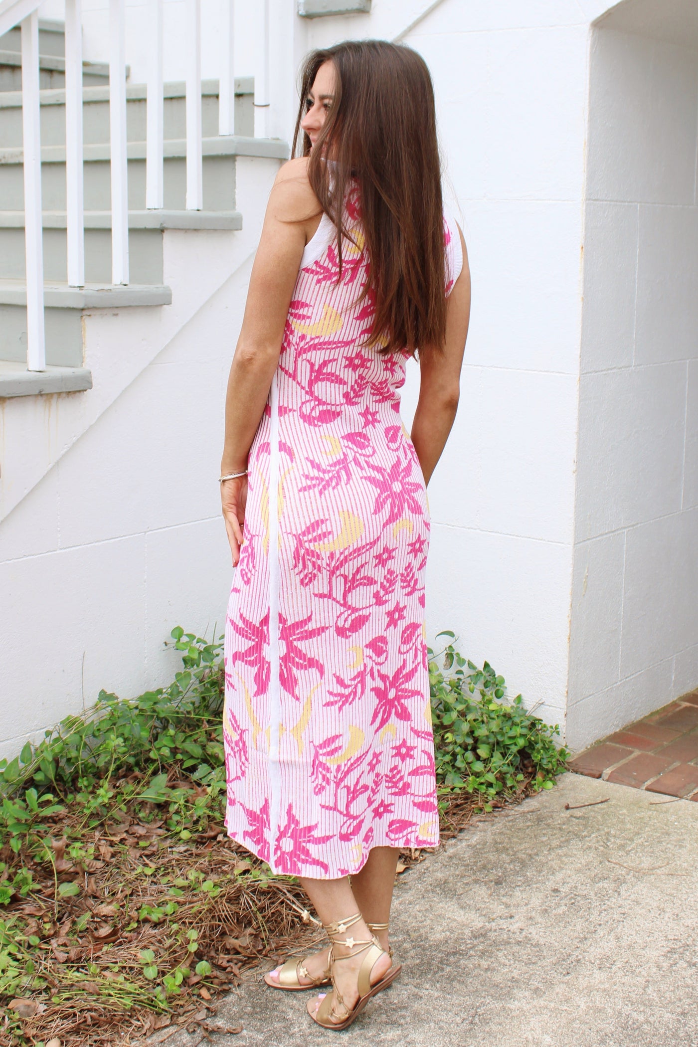 Reversible Floral Ribbed Midi Dress