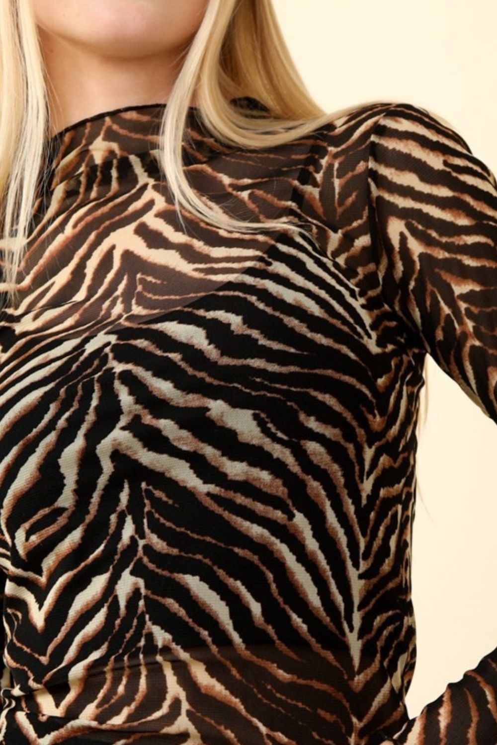 Zebra Sheer Mesh Top