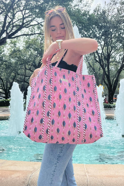 Pink Quilted Harbor Tote