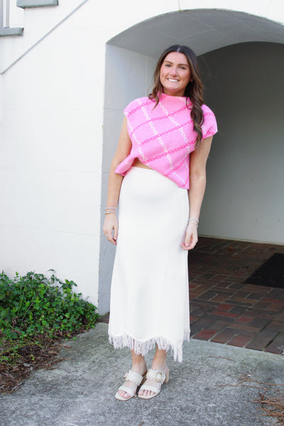 Fringe Knit Midi Skirt