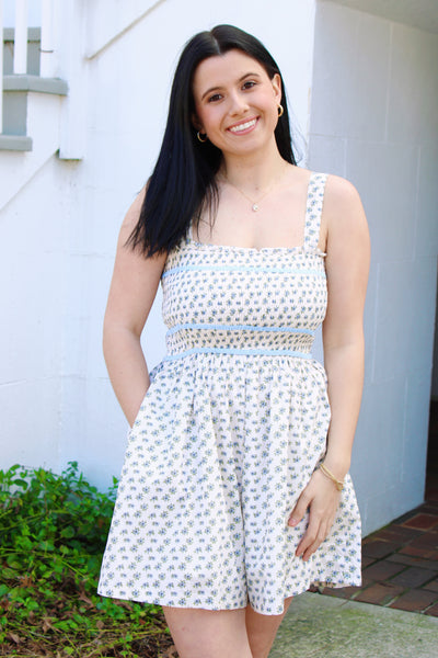 Alison Smocked Floral Romper