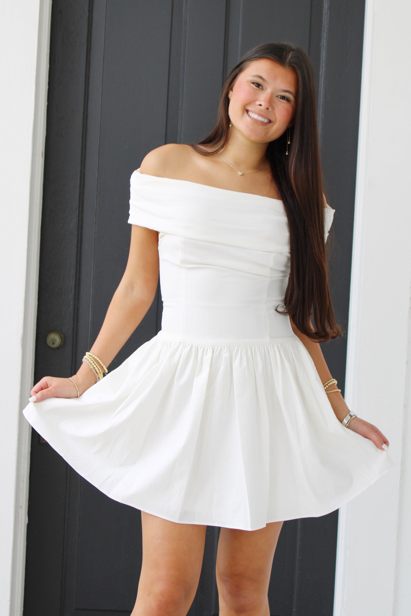 Elizabeth Off Shoulder Mini Dress