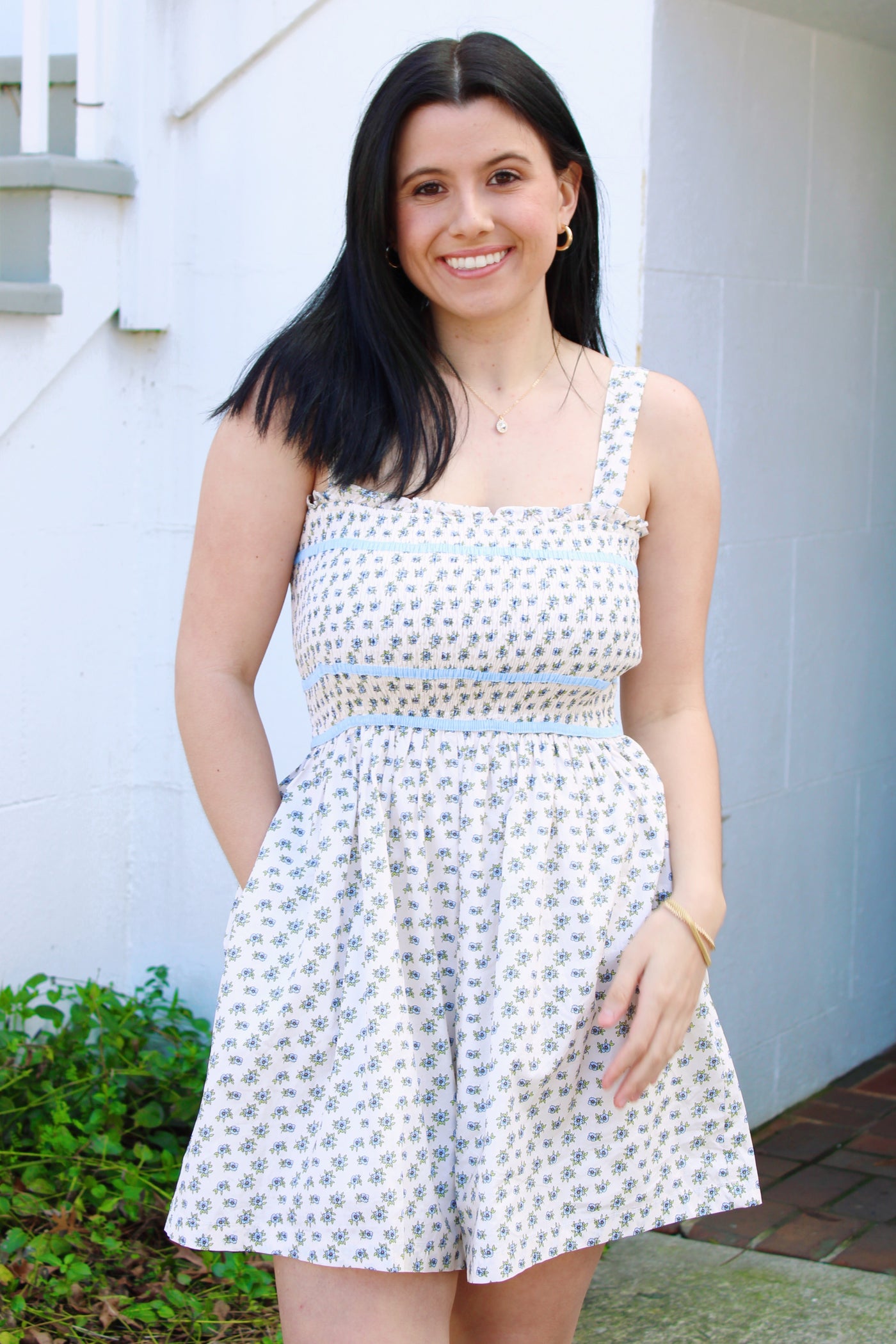 Alison Smocked Floral Romper