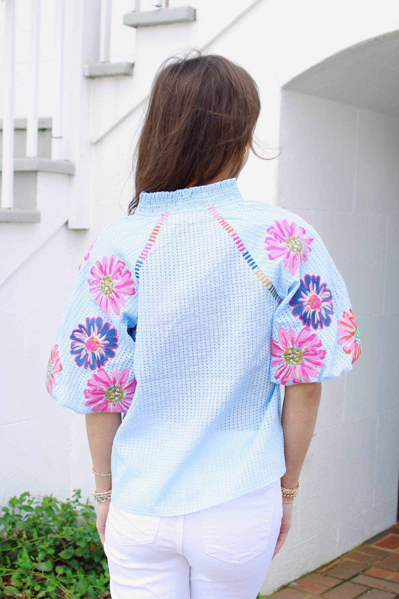 June Puff Sleeve Embroidered Top