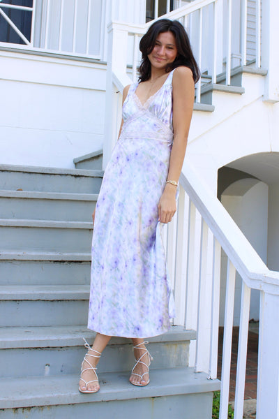 Twirling Silky Floral Midi Dress