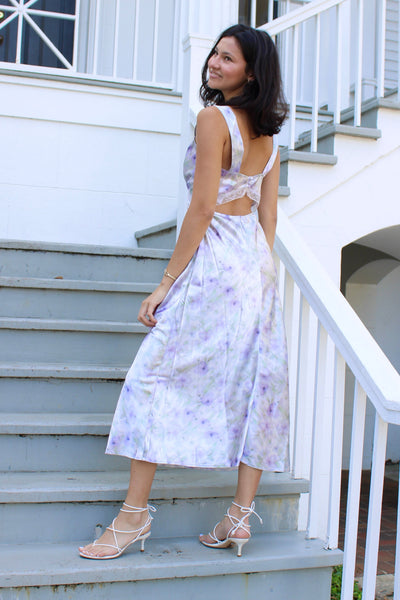 Twirling Silky Floral Midi Dress