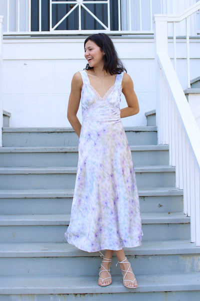 Twirling Silky Floral Midi Dress