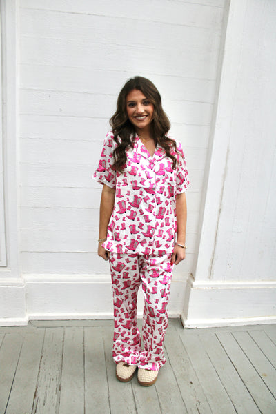 Megan Boots Satin Pajama Set