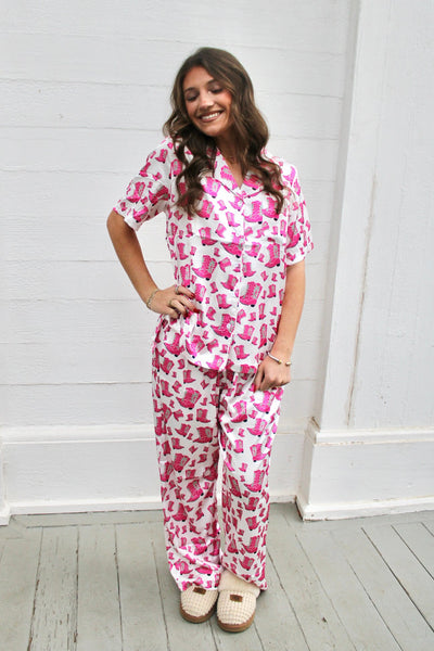 Megan Boots Satin Pajama Set