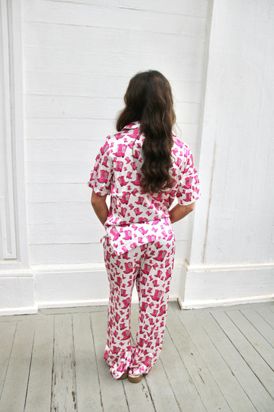 Megan Boots Satin Pajama Set