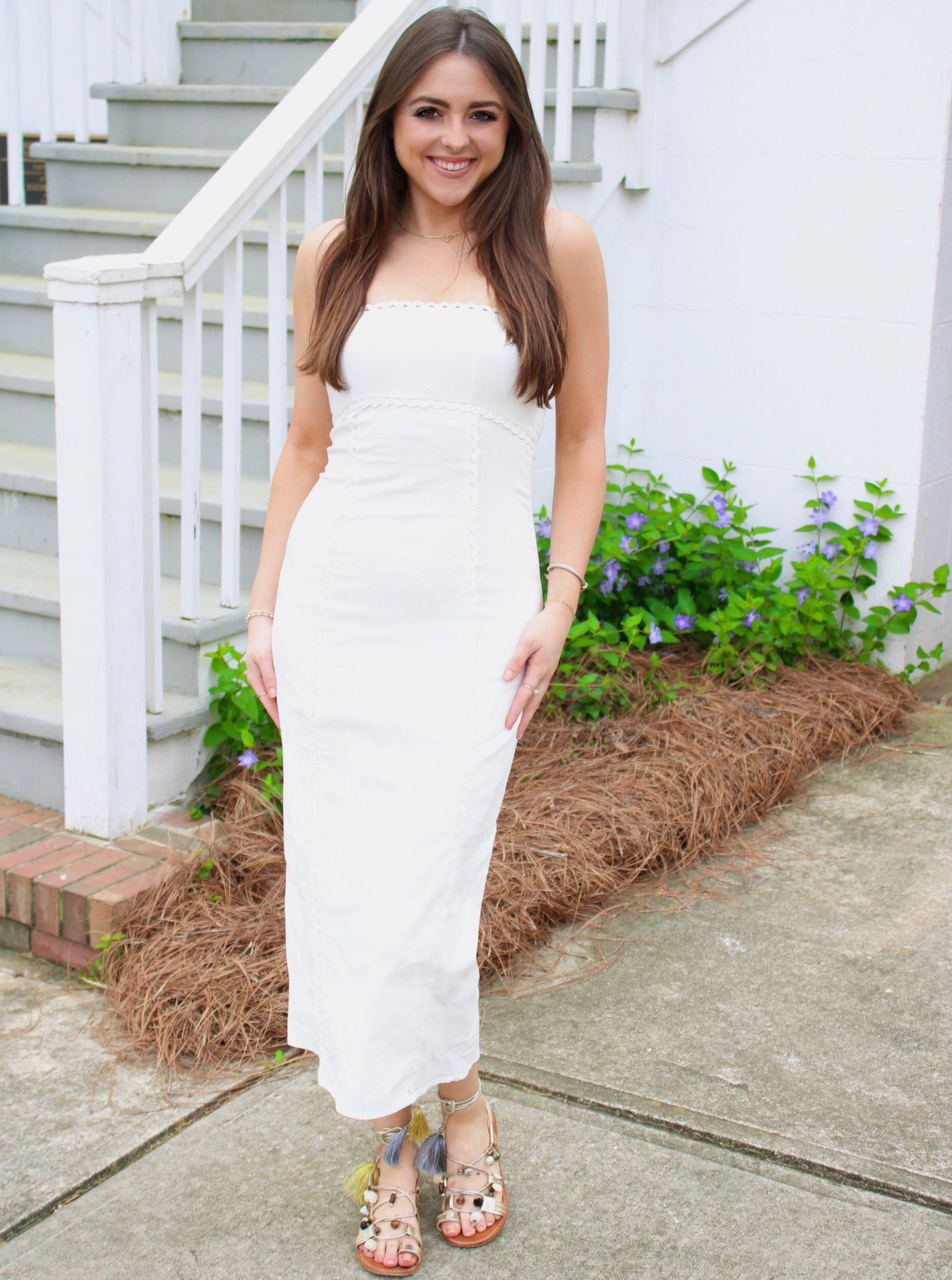 Scalloped Detail Tube Midi Dress