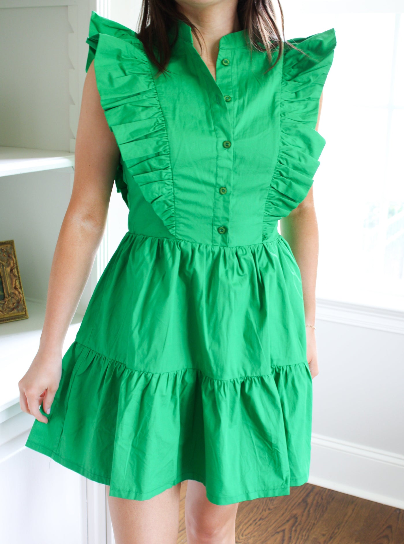 Evergreen Ruffle Mini Dress