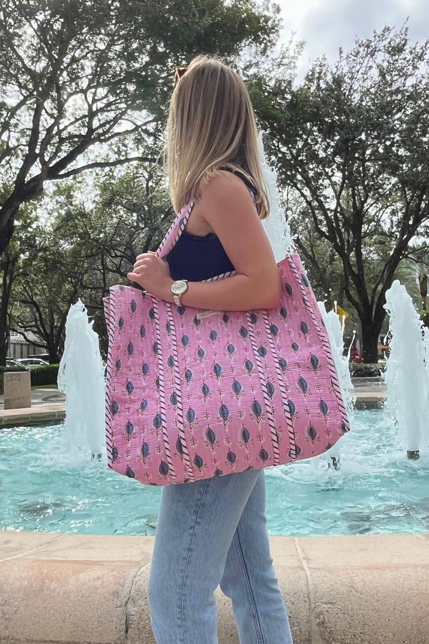 Pink Quilted Harbor Tote