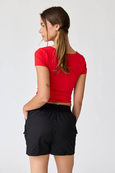 Fire Red Stretchy Crop Top