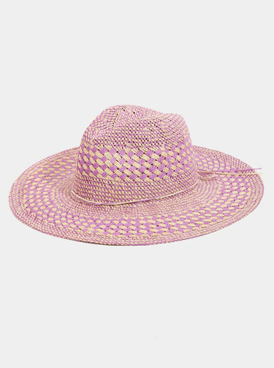 Pink Checkered Straw Sun Hat