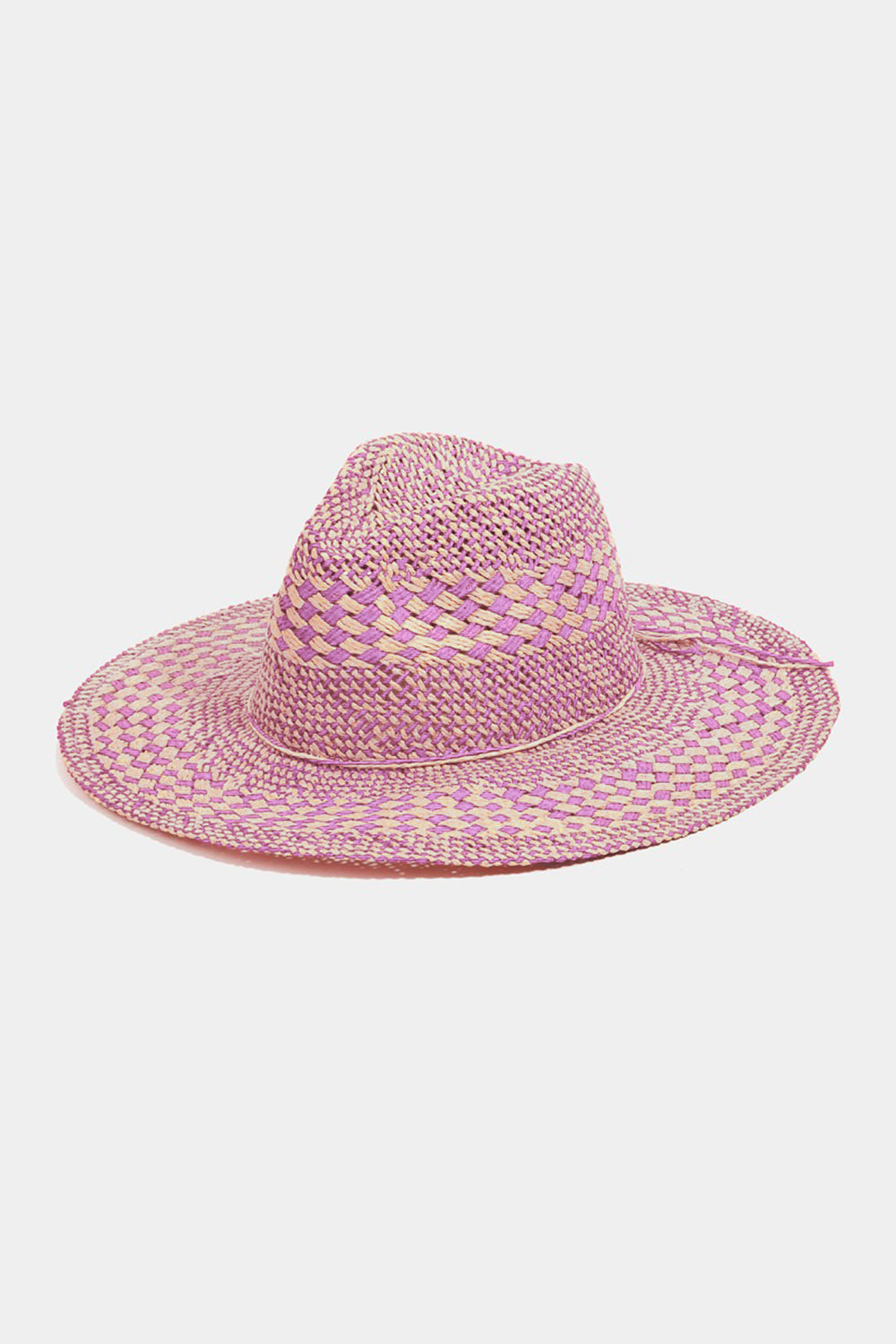 Pink Checkered Straw Sun Hat