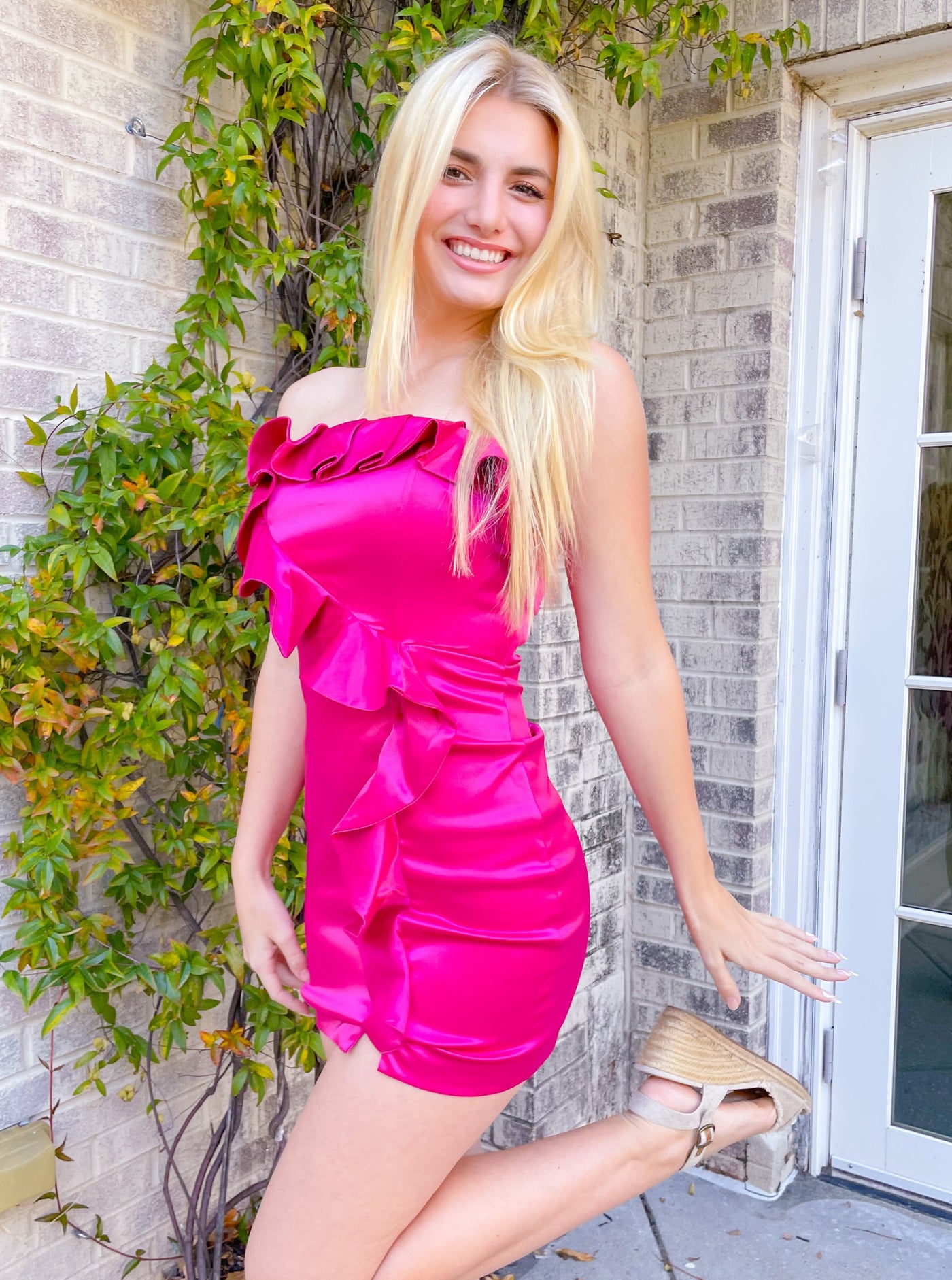 Ruffled Pink Mini Dress