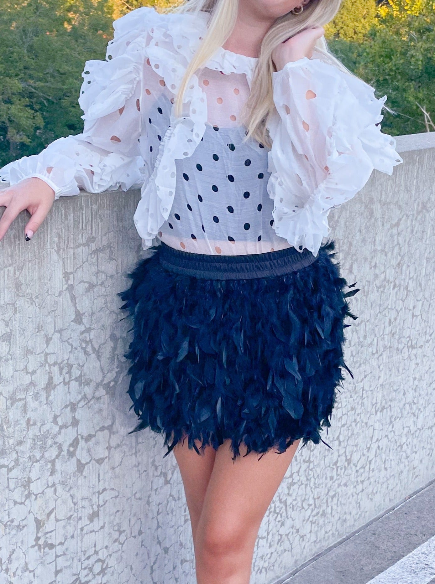 Happy Feather Mini Skirt (Black)