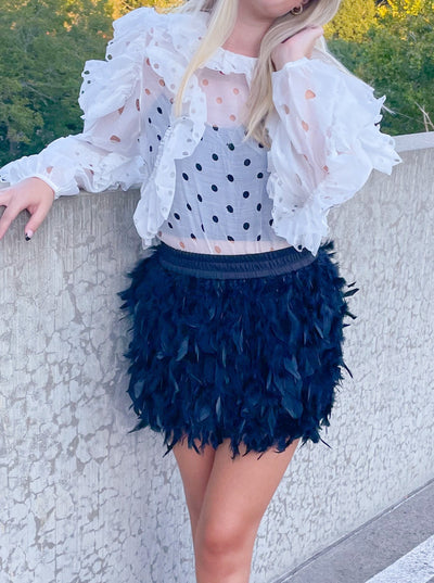 Happy Feather Mini Skirt (Black)